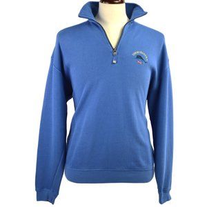 TOMMY BAHAMA RELAX Pullover 1/4 Zip Sweater Size SMALL S Blue Sword Fish